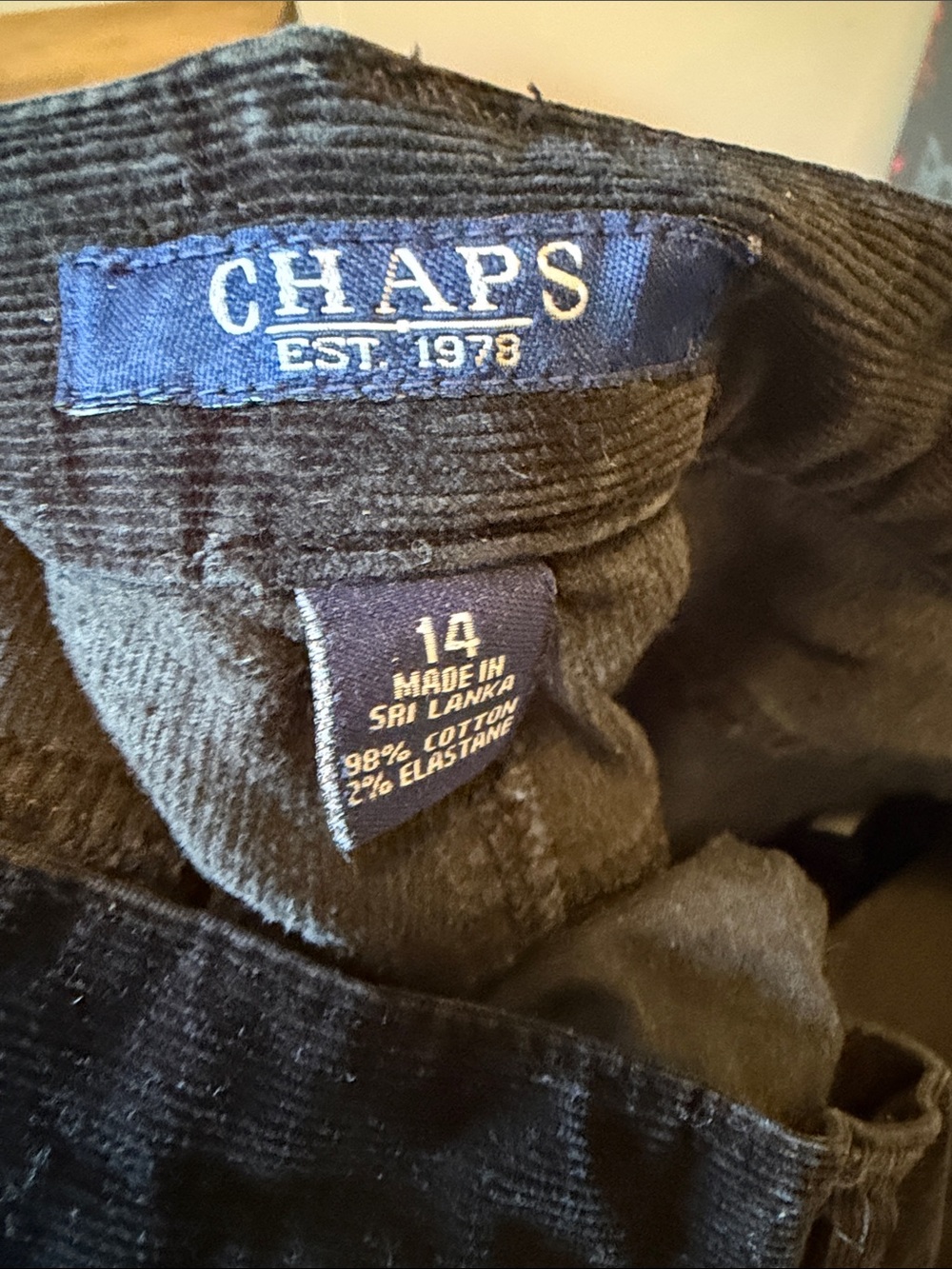 Vintage size 14 women’s Chaps Black Corduroy Pants
